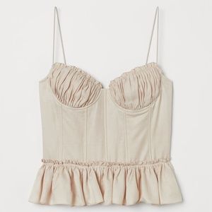 Brock x H&M Linen-blend Corset-style Top